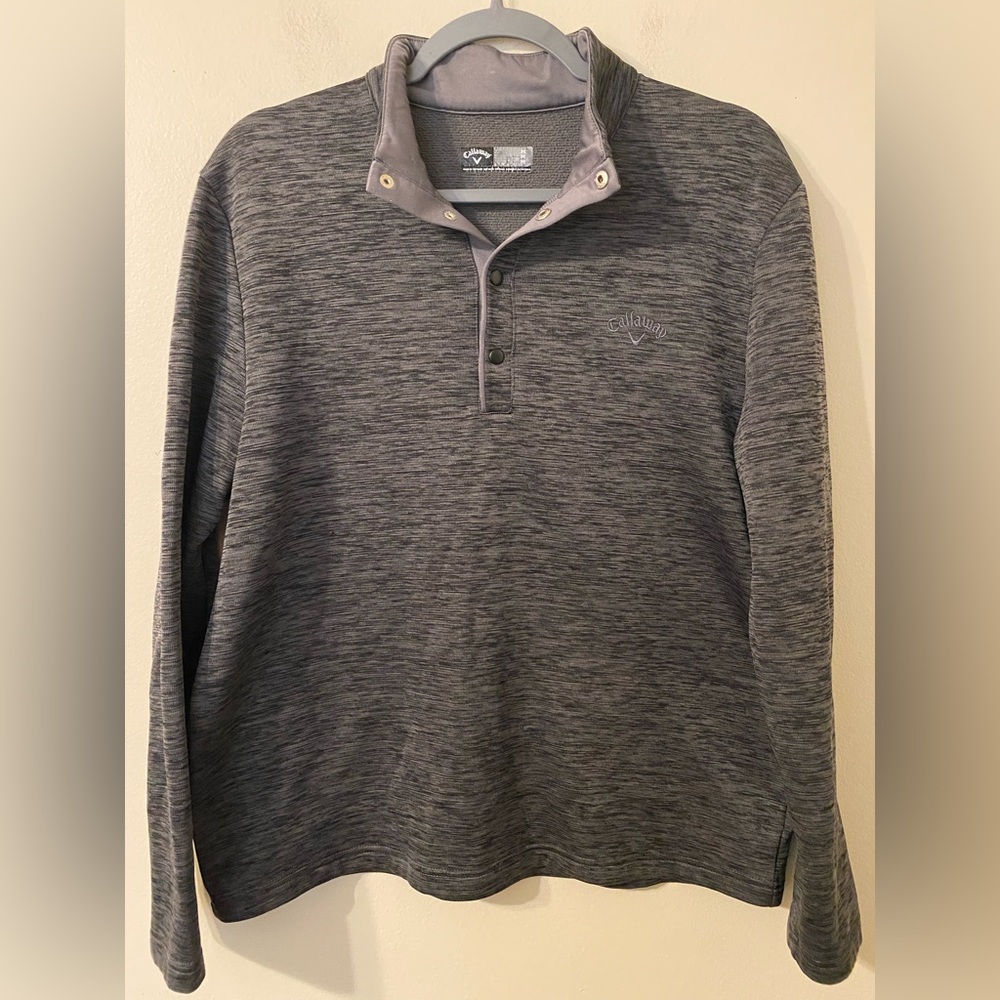 Men’s Gray Heathered Callaway 4-Snap Pullover Shacket Fleece Lined Size Medium
